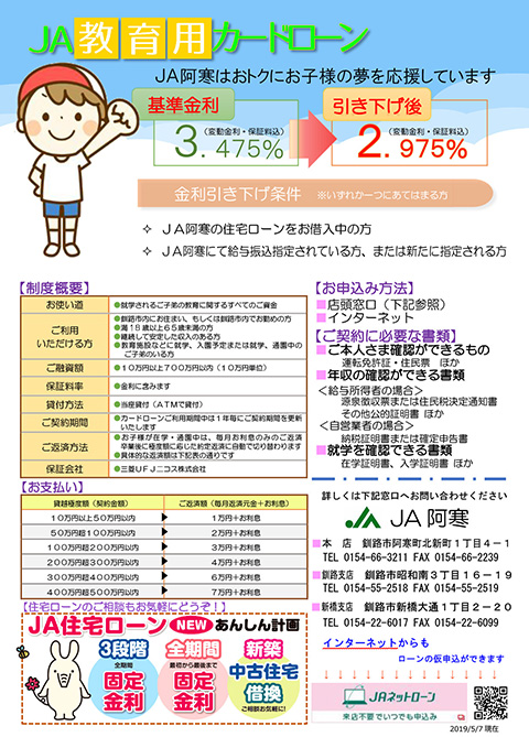 JA教育ローンキャンペーンチラシ