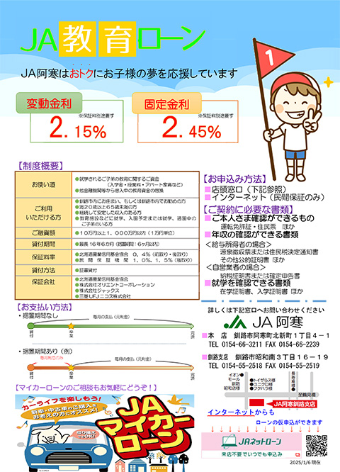 JA教育ローンキャンペーンチラシ