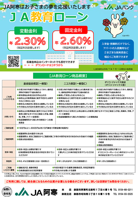 JA教育ローンキャンペーンチラシ
